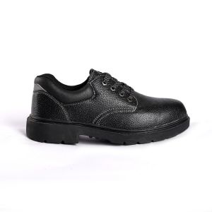 Basic Black Leather Upper Puncture Slip Resistance Breathable Steel Toe Shoes