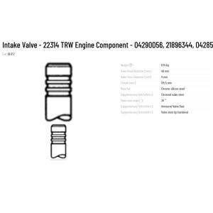 Intake Valve 22314 for TRW Engine Component 04290056 21896344 04285263 for deutz