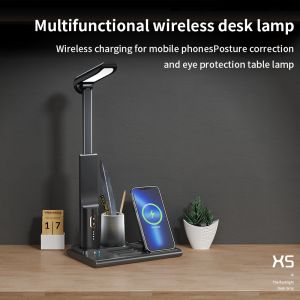 5 In 1 LED Night Light 15W Folding LED Table Lamp Black White Wireless