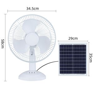 China Polysilicon Panel 1.5A Adapter Rechargeable Pedestal Fan 12in Solar Pedestal Fan on sale