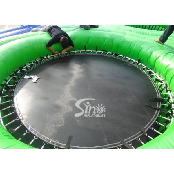 Commercial grade adults big inflatable bossaball court with center trampolines for volleyball games