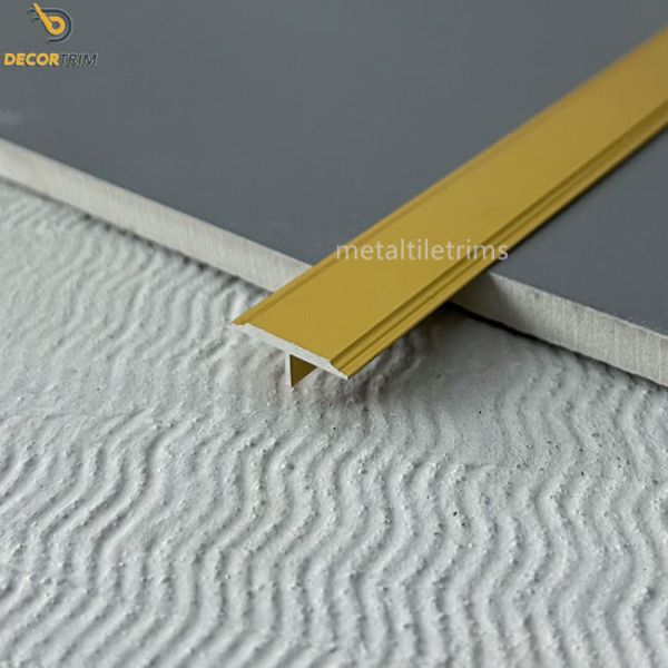 Quality Anodized Matt Gold Aluminum T Shaped Transition Strip 2.5 Meters Flooring Trim wholesale
