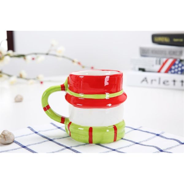 Hand Painted Three Dimensional 301CC Christmas Ceramic Mugs