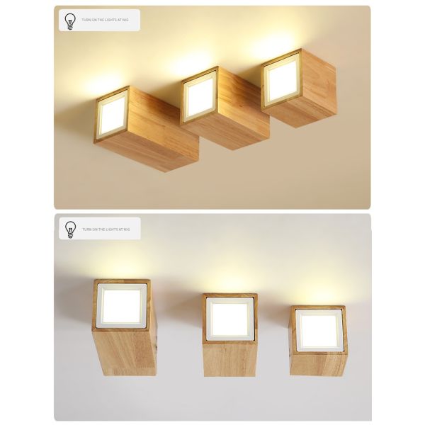 Nordic style round and square solid wood corridor led ceiling light living room Aisle wood led down light(WH-WA-57)