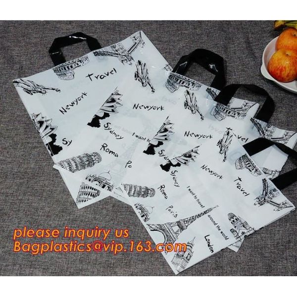 Custom Print Soft Loop Handle Plastic Shopping Bag with handles,Colored Soft