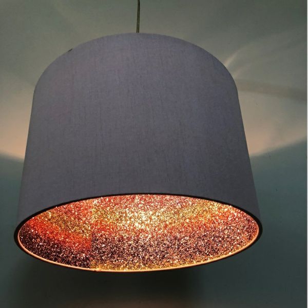 Quality Pendant Drum Hardback Lamp Shade Colorful Glitter Inside 300*200mm wholesale