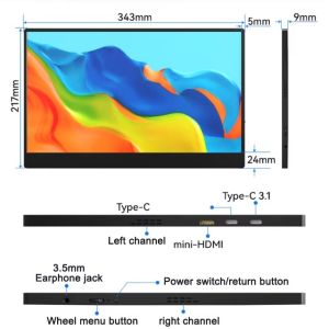 15.0 Inch 1920*1080 HDR Type-C USB Mini-HDMI Multi-interface Portable Monitor