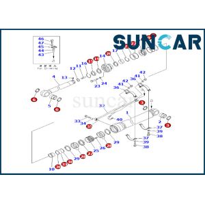 China 7079976300 707-99-76300 Arm Cylinder Seal Kit Komatsu For PC600-8 PC600-8R Arm Cylinder Sealing Kit on sale