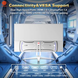 Black Color 21.45 Inch Gaming Monitor QHD UHD Resolution 180Hz With HDMI &