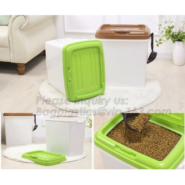 Promotion Eco-friendly Plastic Scoop Pet Dog Food Storage Container, pet food