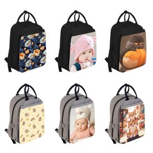 Custom Photo Sublimation Backpack Diaper Bag Multifunction Travel Baby Changing