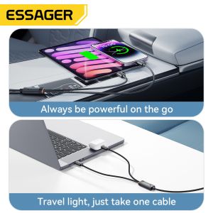 ESSAGER ES-X66 2 in 1 Cable USB C to Type C Lighting Data Charging Cable