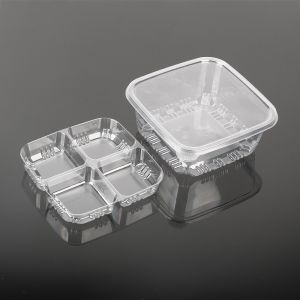 Customize PET Clear Disposable Plastic square Cake Container Disposable Fruit
