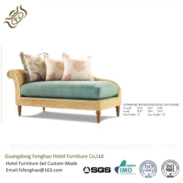 Quality Leisure Rattan Frame Indoor Chaise Lounge Chair With Colorful Cushion wholesale