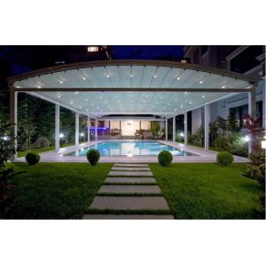 China Private Residence Retractable Louvered Roof Systems Metal Garage Awning on sale