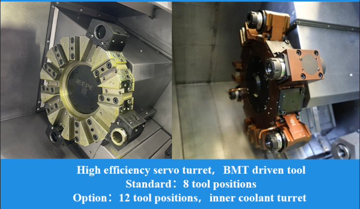 SMTCL Slant Bed CNC Lathe T5.2-1000Q BMT 8 Positions Servo Turret Servo Drive