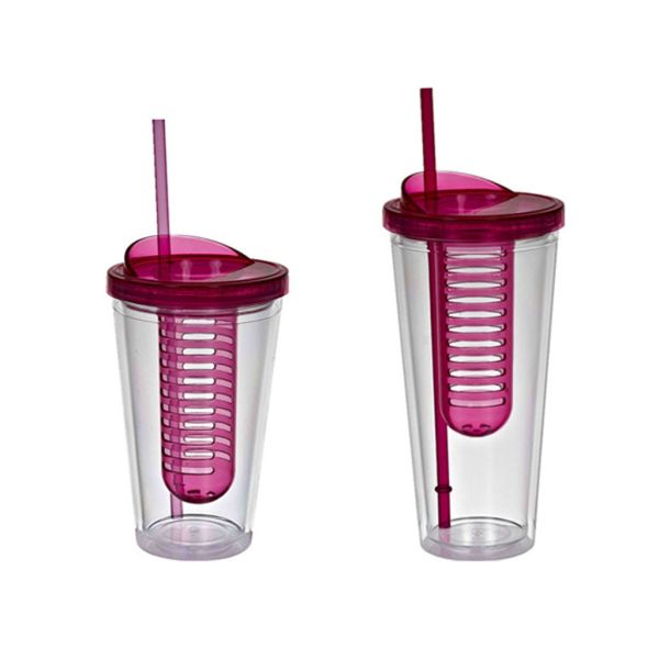 Quality 16oz double wall AS/PS tumbler with straw and infuser eco-friendly FDA/LFGB/CA65/CE/EU wholesale
