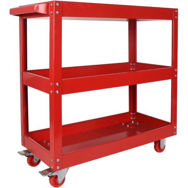 Quality Heavy Duty 3-Tier Mechanic Storage Cart Utility Cart with Handle Bar and Brake Wheels wholesale