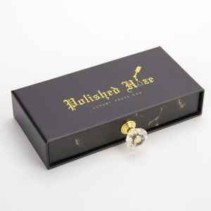 Custom Gold Logo Cosmetic Packaging Box Matte Black Box Packaging For Press On