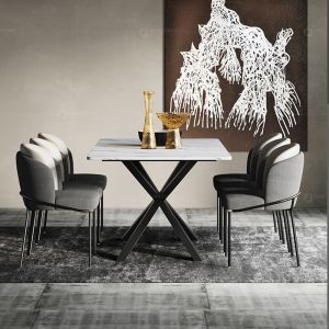 OEM 150*75cm SS Dining Tables Marble Dinning Chairs
