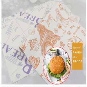 Custom printing wrapping greaseproof food grade paper for hamburger sandwich