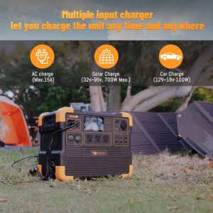 Lightweight Portable Lithium Battery Solar Generator with 2200W Pure Sine Wave