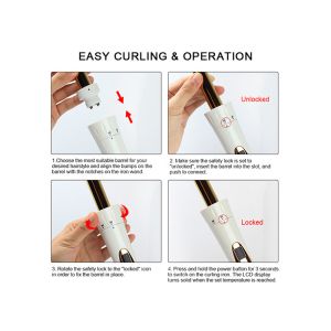 Household 5 In 1 Curling Iron Set With 5 Interchangeable Ceramic Barrels