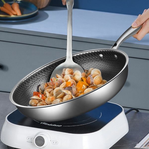Quality Induction Stovetop Frying Pan Honeycomb Coating Non Stick Stainless Steel wholesale