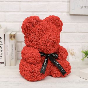 China 2021 artificial preserved roses Teddy Roses Bear for Valentines Day Gift rose bear on sale