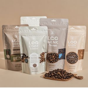 Recyclable Custom Printed Logo Colorful Coffee Bags 250G 12Oz Plastic Coffee Beans Packaging Bag With Zipper