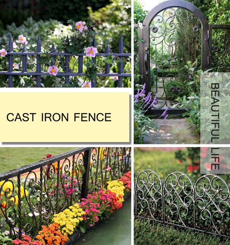 High Strength Metal Wrought Iron Fence Black Powder Coated For Home