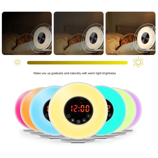 Gradual Wake Up Light Warm White Morning Sunrise Led Light Up Alarm Clock