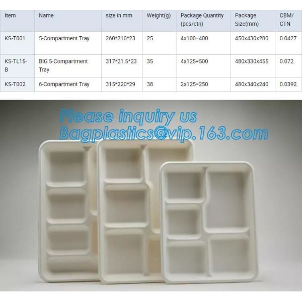 Compostable custom environmental biodegradable trays disposable sugarcane pulp