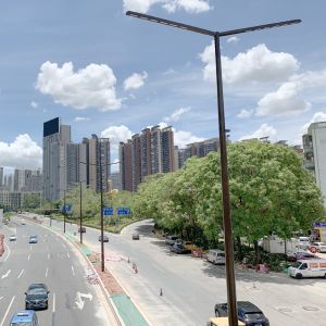 Cheap PVDF Coated Galvanised Street Light Pole Double Arms Brackets 45m for sale