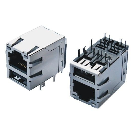 Integrated Tab Up RJ45 USB Network Connector with Transformer for PCMCIA Net