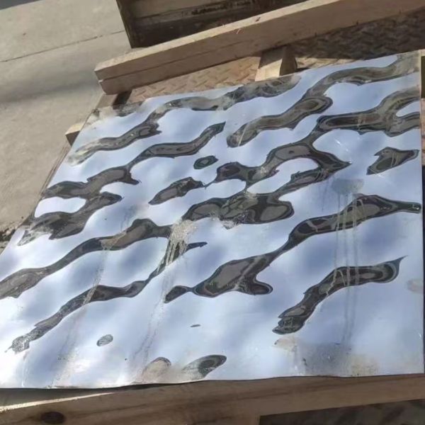 SUS304 Water Ripple Steel Sheet Gold Middle Big Pattern 0.8*1220x2440mm