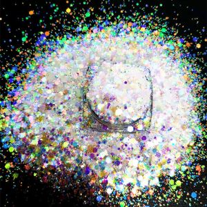 White Iridescent Glitter for Epoxy Floor Hexagon Mixed UV and Heat Resistant
