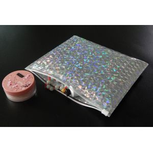 Reclosable 250x180mm Shiny Holographic Slider Zipper bubble bag , Bubble for