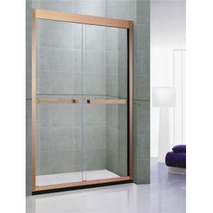 Rose Gold Sliding Shower Stall 8 / 10 MM Nano Clear Tempered Glass Double Moving Doors