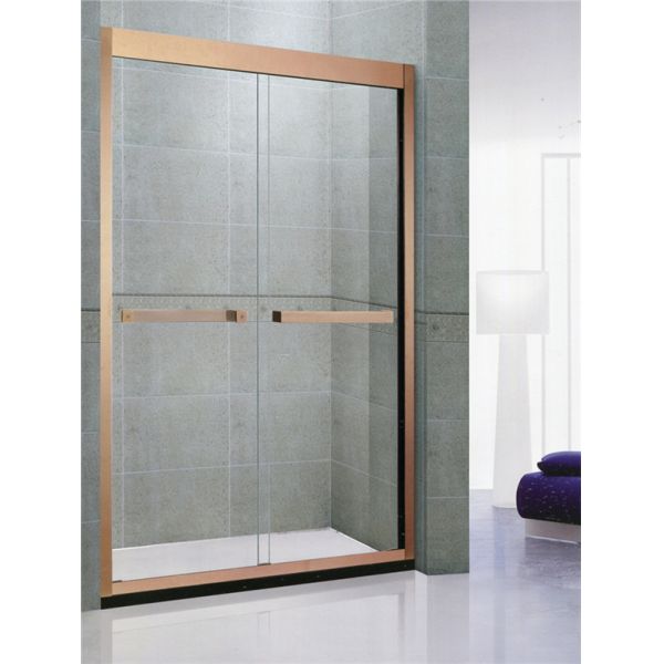 Quality Rose Gold Sliding Shower Stall 8 / 10 MM Nano Clear Tempered Glass Double Moving Doors wholesale