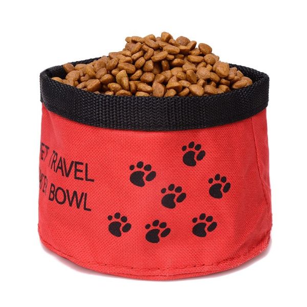 Pet Folding Bowl Oxford Cloth Waterproof Portable Dog Bowl Pet Travel Bowl Travel Cross-Border Folding Dog Bowl