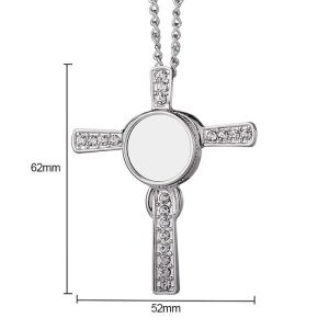Sublimation Cross Photo Necklace Pendant With Cubic Zirconia Sublimation