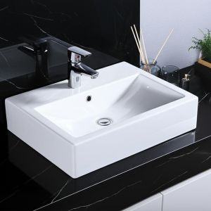 Modern Design New Arrival White Rectangular Ceramic Basin Art Basin for Hotel