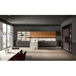 Modern Style Lacquer Kitchen Cabinets Customized With Wine Case