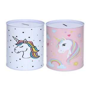 0.2mm Thickness Tin Can Piggy Bank With Unicorn Kids Gift Saving Money Box