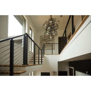 Modern Stairs Matte Black Cable Railing Balustrade Design For Steps
