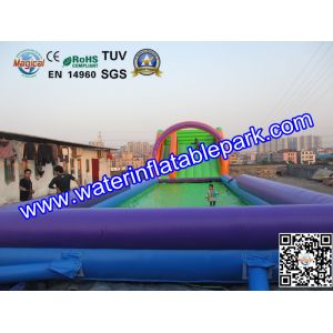Outdoor Sport Game Zorb Ramp / Roller Ball Inflatable Steep Hill With Pool