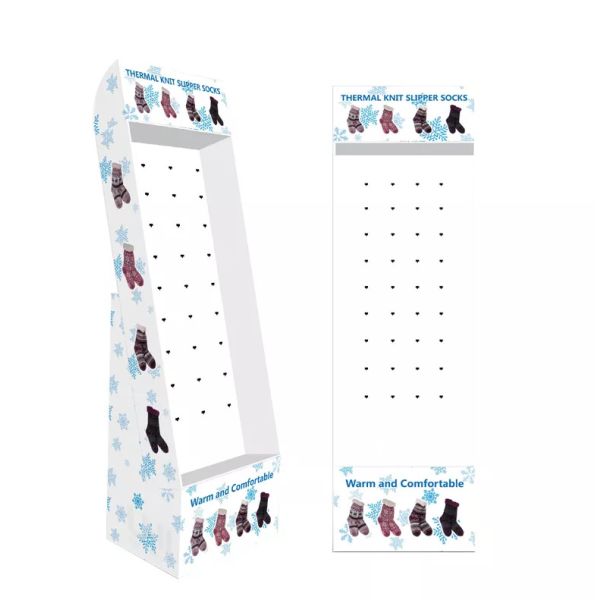 Quality Retail Supermarket Clothing Socks Cardboard Display Stand With Hooks Customized wholesale