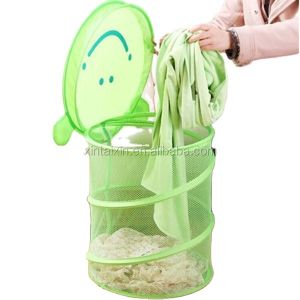 China Sublimation Printing Cartoon Round Mesh Laundry Bag With Cover 38*45cm on sale
