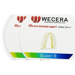 Cheap Pre shaded 8-Layer Zirconia Blocks for Amann Girrbach &gt;1200 HV Hardness 6.0-6.3g/cm3 Density for sale